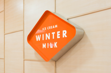 Winter Milk ice cream shop restaurant branding and design by Anagrama in Mexico