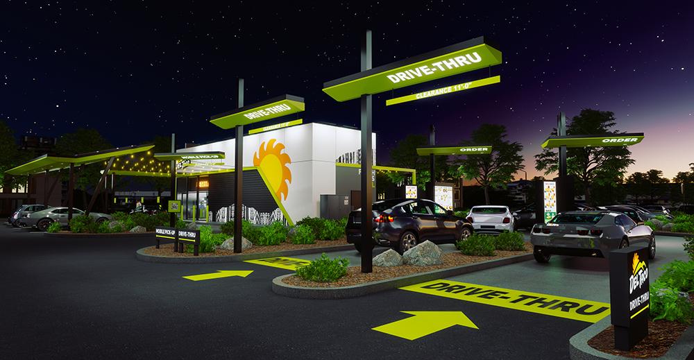 Del Taco concept design and prototype - drive through night