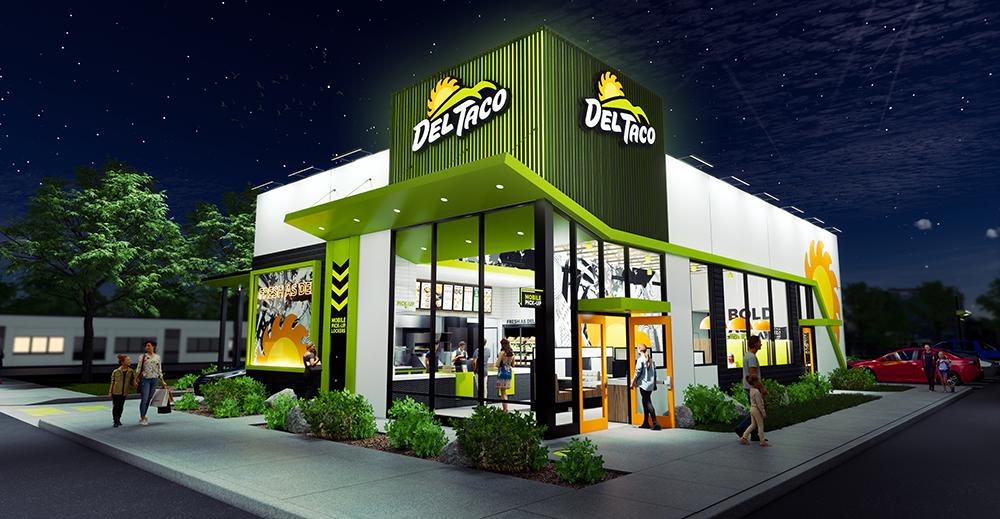 Del Taco concept design and prototype - front view night