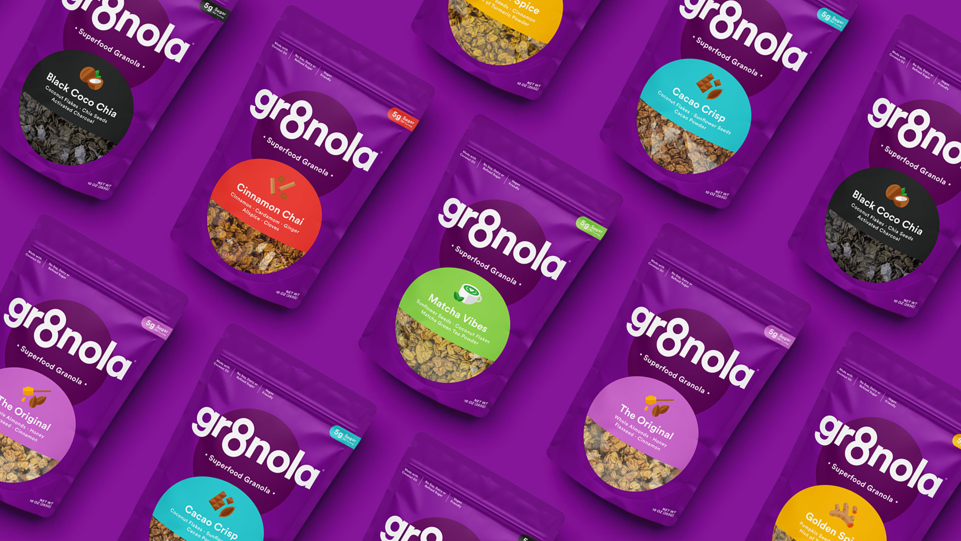 Gr8nola granola CPG packaging design and branding