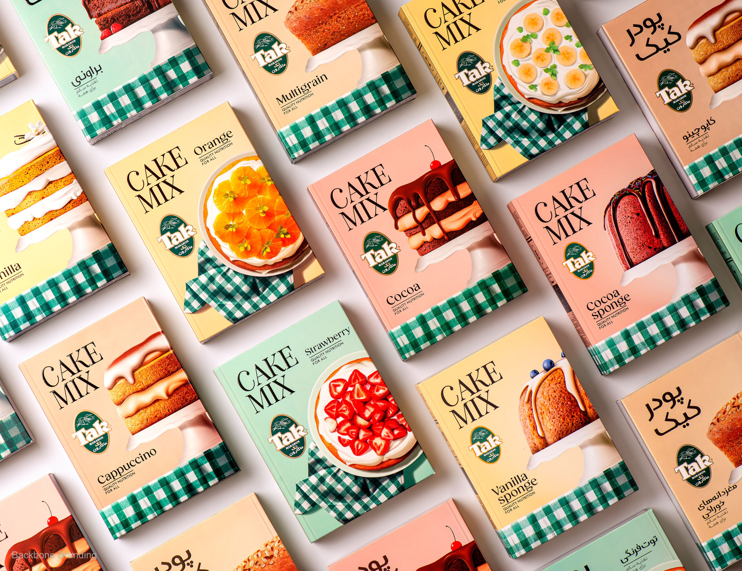 Tak Cake mix packaging design and rebranding by Backbone Branding